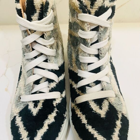 Elysian Silk Velvet Ice Blue Chevon High Tops - Picture 5 of 14